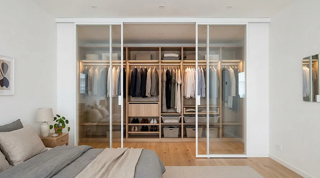 Стеклянные перегородки в гостиной 2