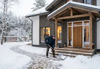 Входная стеклянная дверь в коттедж — фото 6